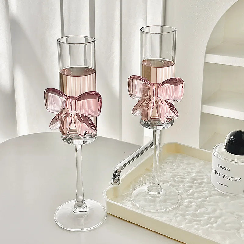 Pink bow glasses and cup
