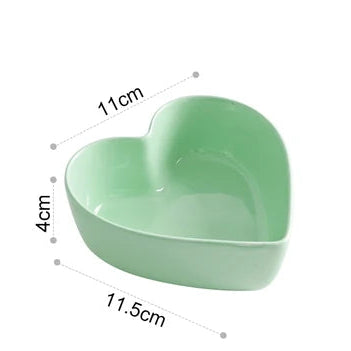 Colored heart shaped bowls