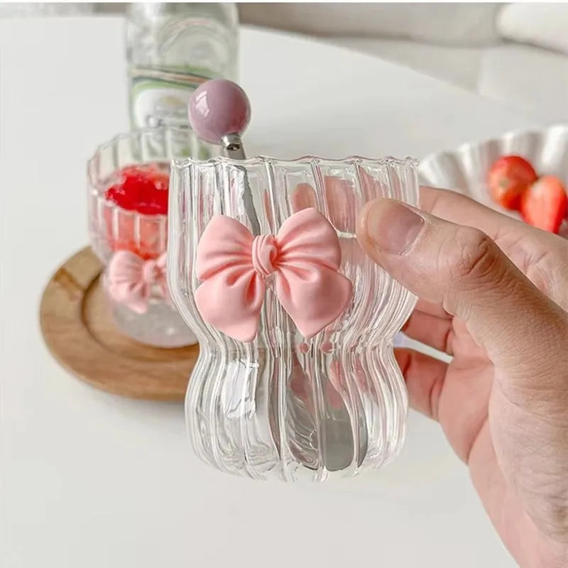 Pink bow glasses and cup