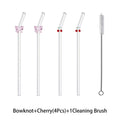 Glass straws cherry and bow