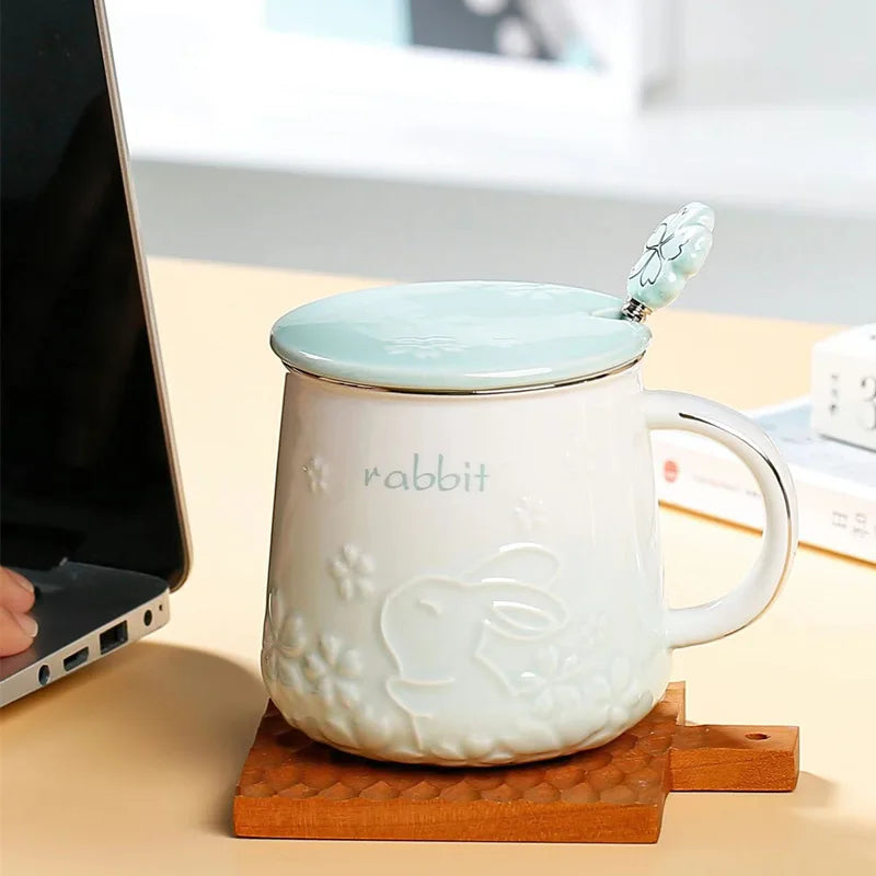 15.2 fl oz Rabbit ceramic coffe mug