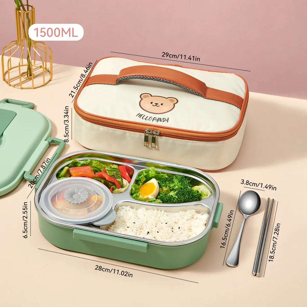 Stainless steel lunch box with phone support