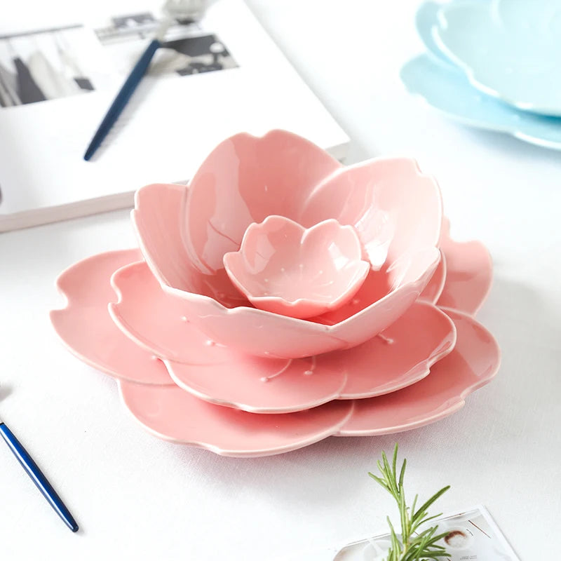 Sakura shaped ceramic bowls and plates